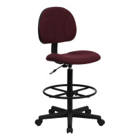 Flash Furniture Burgundy Fabric Ergonomic Drafting Stool (Adjustable Range 26’’- 30.5’’H or 22.5’’- 27’’H) BT-659-BY-GG